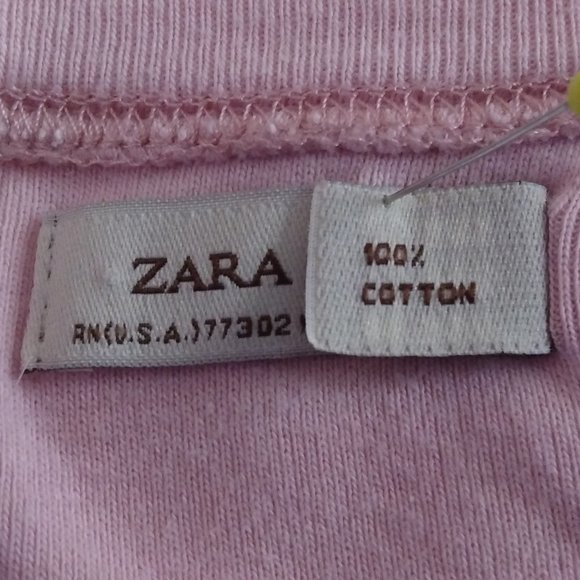 Zara light pink T-shirt. Has a small spot on back left near hem. Size L. - Picture 9 of 11